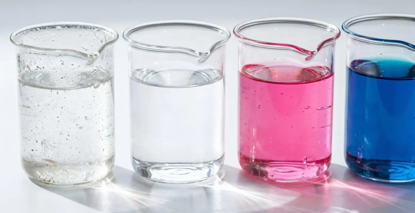 Comparaison visuelle entre différents liquides pour circuit de refroidissement automobile