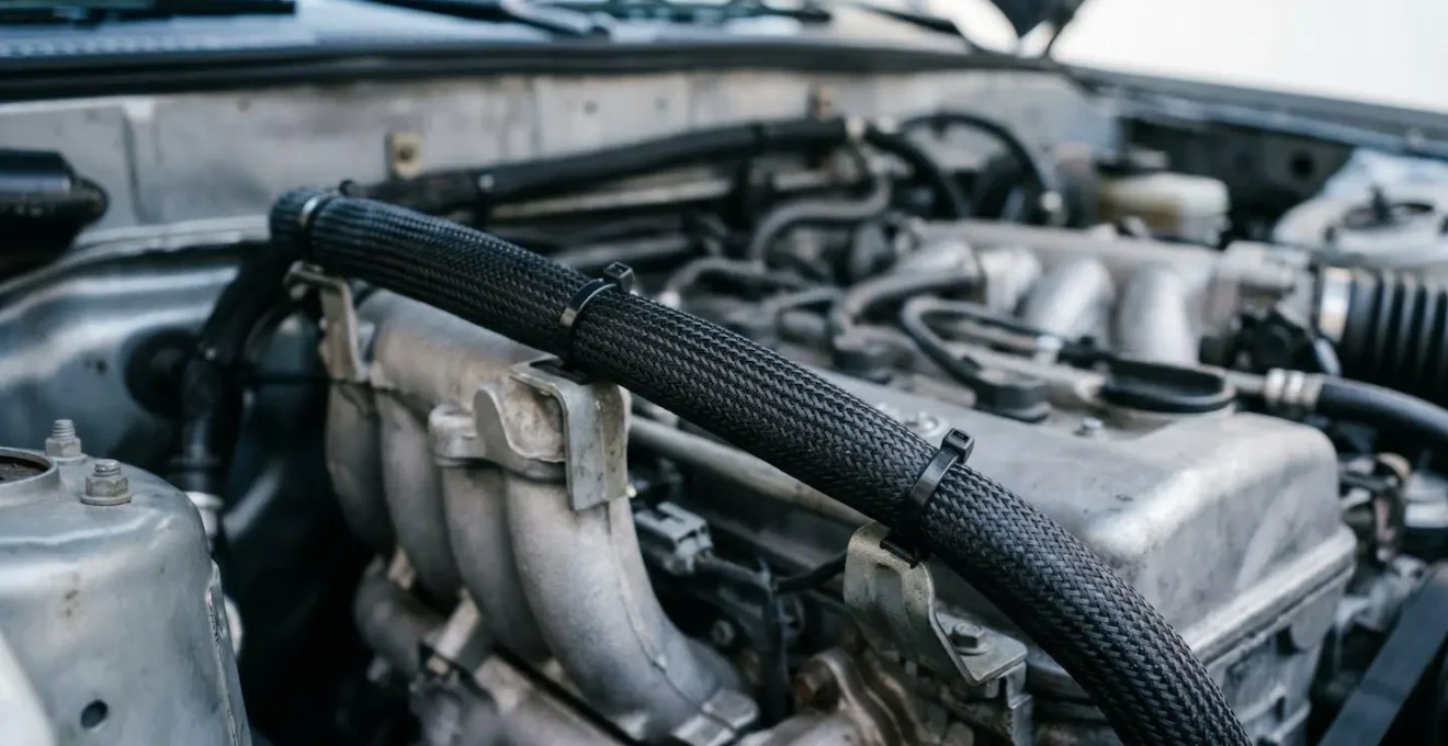 Gaine de protection anti-rongeur installée sur faisceau électrique automobile